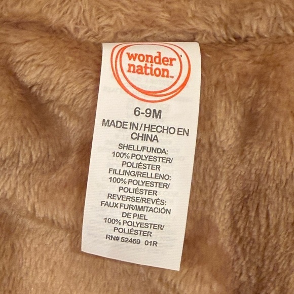 NWT Wonder Nation Reversible Maroon Tan Plaid Faux Fur Puffer Vest - Size 6-9M - Picture 6 of 10